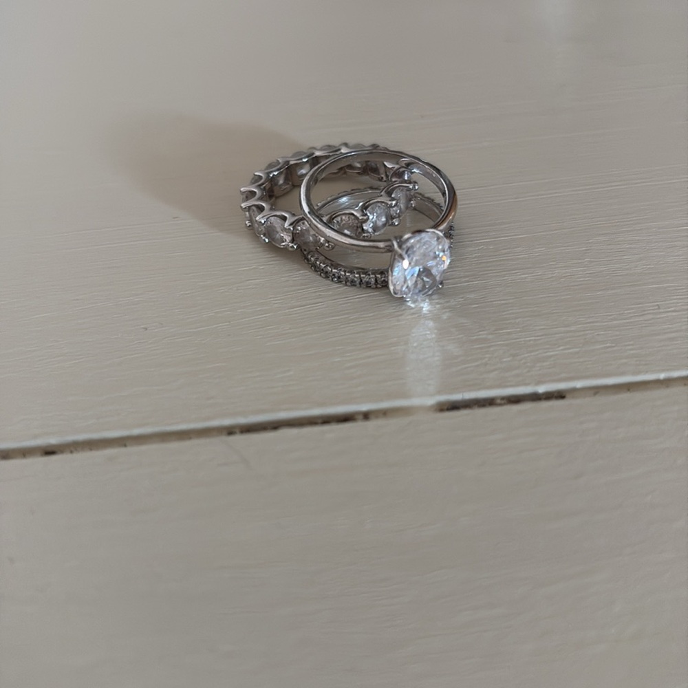 Wedding Set Elegant Silver Ring Set - image 4